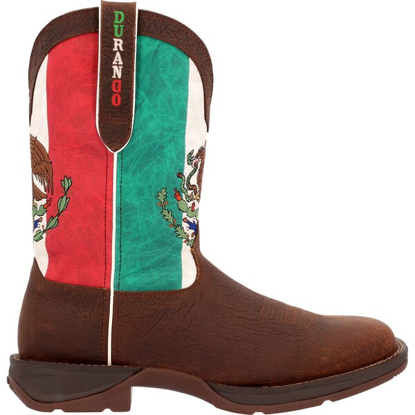 Durango Men's Mexico Flag Western Boot, 9.5 W, Steel Toe, 11 in H, Sandy Brown, DDB0431 - DDB0431