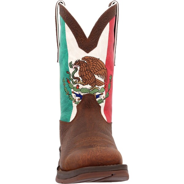 Durango Men's Mexico Flag Western Boot, 9.5 W, Steel Toe, 11 in H, Sandy Brown, DDB0431 - DDB0431