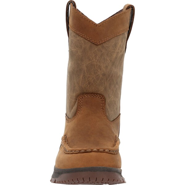 Georgia Youth Pull On Boot, 8.5 M, Leather, 8 in H, Brown - GB00705C