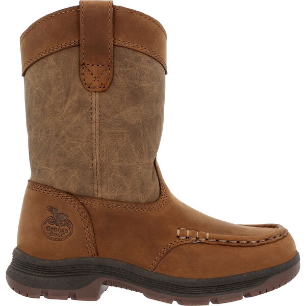 Georgia Youth Pull On Boot, 8.5 M, Leather, 8 in H, Brown - GB00705C