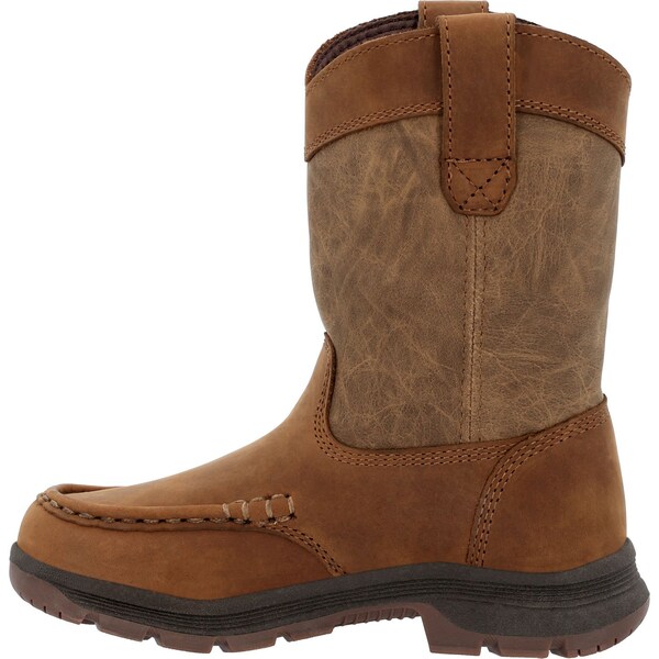 Georgia Youth Pull On Boot, 8.5 M, Leather, 8 in H, Brown - GB00705C