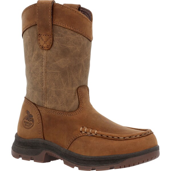 Georgia Youth Pull On Boot, 8.5 M, Leather, 8 in H, Brown - GB00705C