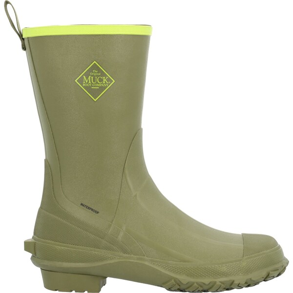 Muck Boot Co Men's Harvester Pull On Boot, Plain Toe Toe, 12 in Height, Olive and Lime, 6 - MRBMM300