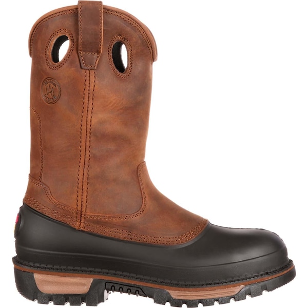 Georgia Boot Men's Waterproof Wellington, 10 M, Steel Toe, 11 in H, Brown, G5594 - G5594