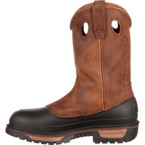 Georgia Boot Men's Waterproof Wellington, 10 M, Steel Toe, 11 in H, Brown, G5594 - G5594