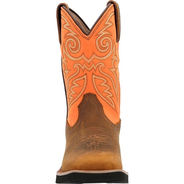 Rocky Youth Western Boot, 8.5 M, 8 in H, Brown and Orange - RKW0463C