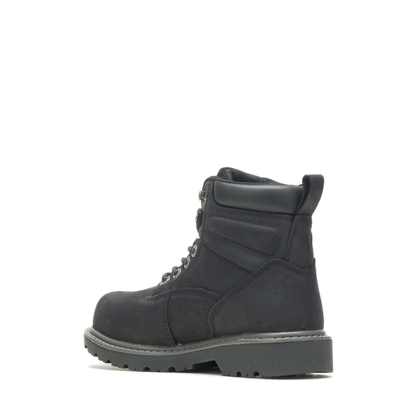 Wolverine Women's 6-Inch Work Boot, Steel Toe, Leather Upper, Rubber Outsole, Lace Up, Black, 6 1/2 W - W201153