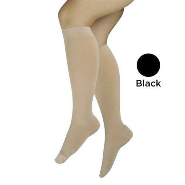 Blue Jay 20-30 mmHg Firm Surgical Weight Stockings Below Knee Open Toe, Black - Medium - BJ310BLM