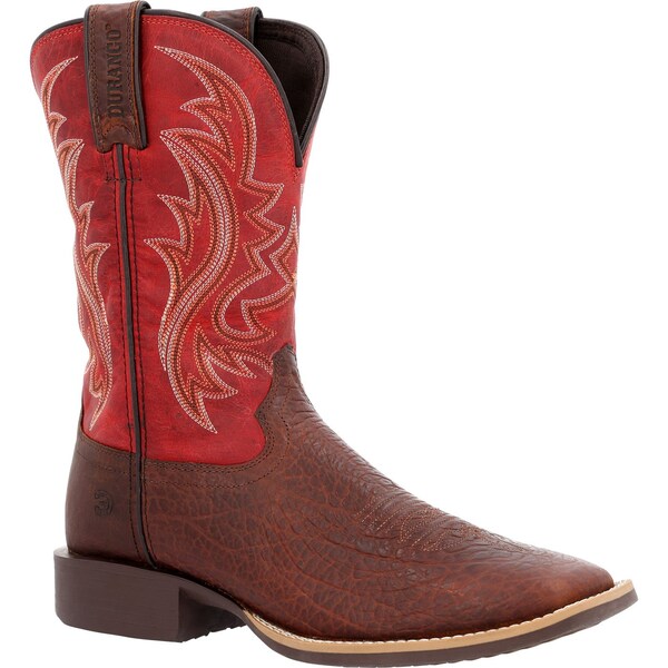 Durango Men's Western Boot, 10.5 M, Leather, 11 in H, Mahogany and Dynamite Red - DDB0494