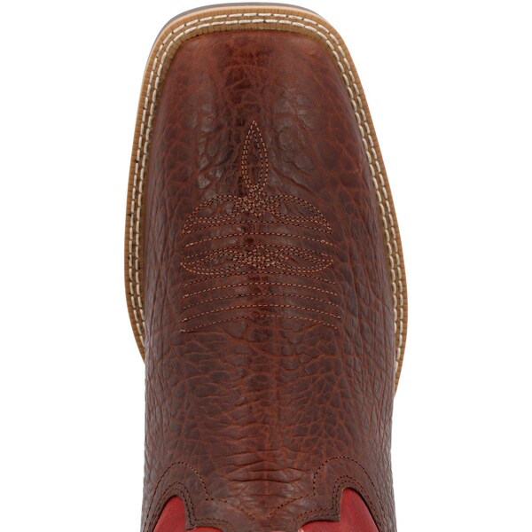 Durango Men's Western Boot, 10.5 M, Leather, 11 in H, Mahogany and Dynamite Red - DDB0494