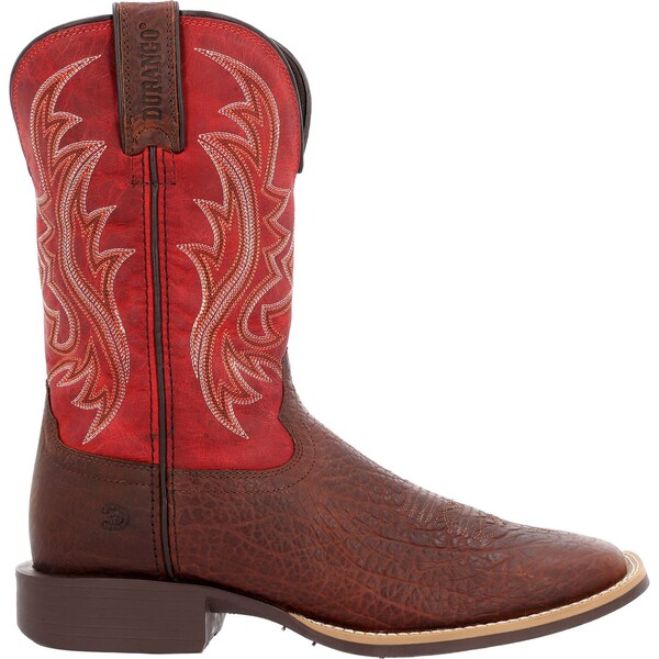 Durango Men's Western Boot, 10.5 M, Leather, 11 in H, Mahogany and Dynamite Red - DDB0494