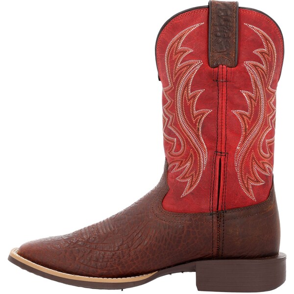 Durango Men's Western Boot, 8.5 W, Leather, 11 in H, Mahogany and Dynamite Red - DDB0494