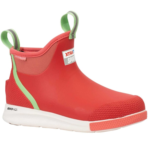 Xtratuf Women's Ankle Deck Boot, 6 M, Leather, 6 in H, Coral - ADSW400