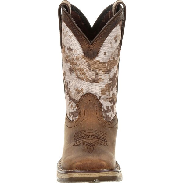Durango Kids Western Boot, 9 M, Leather, 8 in H, Dusty Brown/Desert Camo - DBT0208C