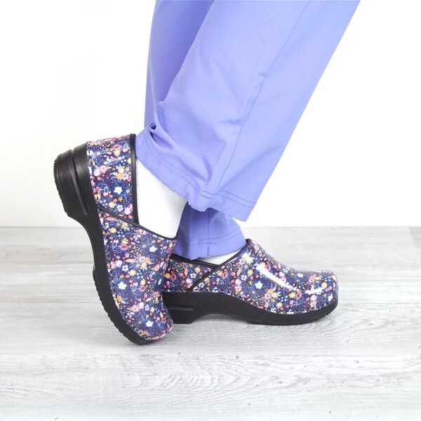 Sanita GARDENIA Women's Open Back Clog in Floral Ocean, Size 7.5-8, PR - 479626-075-39