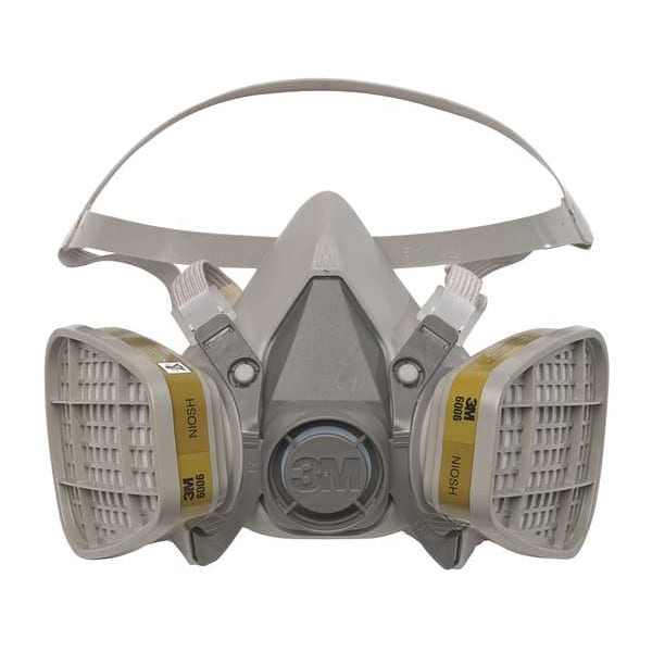 3M Half Facepiece Reusable Respirator, 6000 Series, Thermoplastic Elastomer, Size Large - 6300
