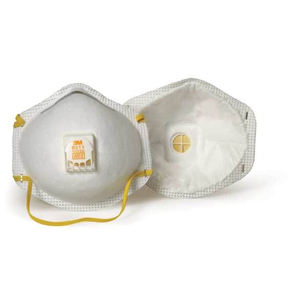 3M N95 Disposable Respirator, 8511, Cool Flow Exhalation Valve, Dual Headstrap, Nose Clip, Pack of 10 - 8511