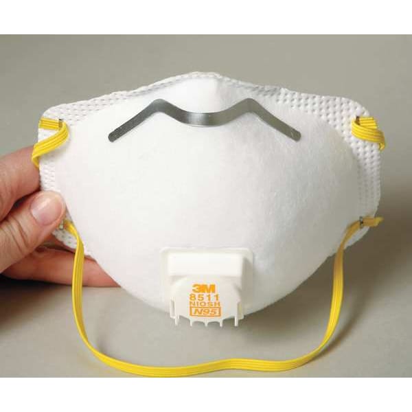 3M N95 Disposable Respirator, 8511, Cool Flow Exhalation Valve, Dual Headstrap, Nose Clip, Pack of 10 - 8511