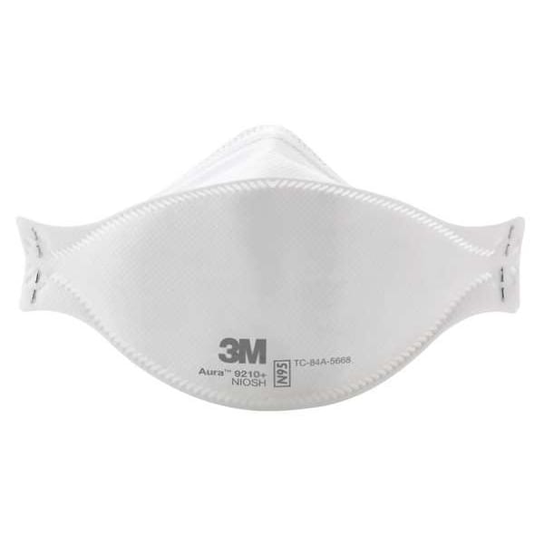 3M Disposable Respirator, N95, Flat-Fold, Single, Non-Adjustable, Metal Nose Clip, M - 9210+