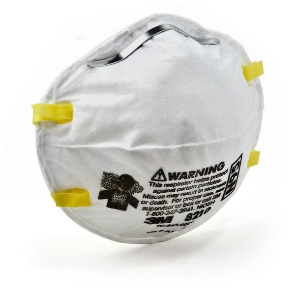 3M N95 Disposable Respirator, 8210, Dual Headstrap, Particulate Respirator, Nose Clip, Pack of 20 - 8210