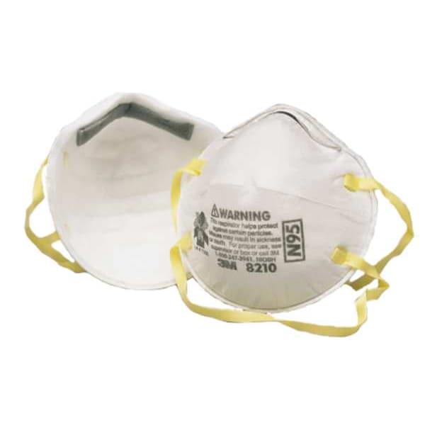 3M N95 Disposable Respirator, 8210, Dual Headstrap, Particulate Respirator, Nose Clip, Pack of 20 - 8210
