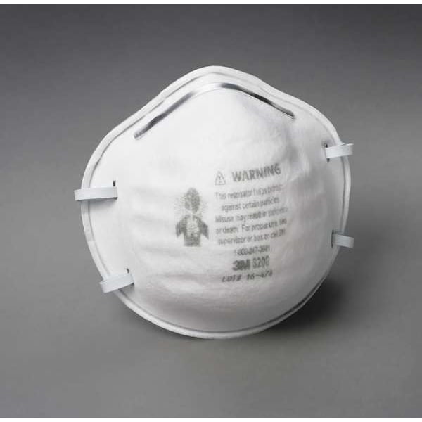 3M N95 Disposable Respirator, 8200, Dual Headstrap, Polyisoprene Strap, Nose Clip, White, Pack of 20 - 8200
