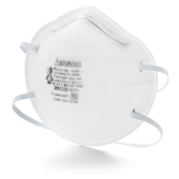 3M N95 Disposable Respirator, 8200, Dual Headstrap, Polyisoprene Strap, Nose Clip, White, Pack of 20 - 8200