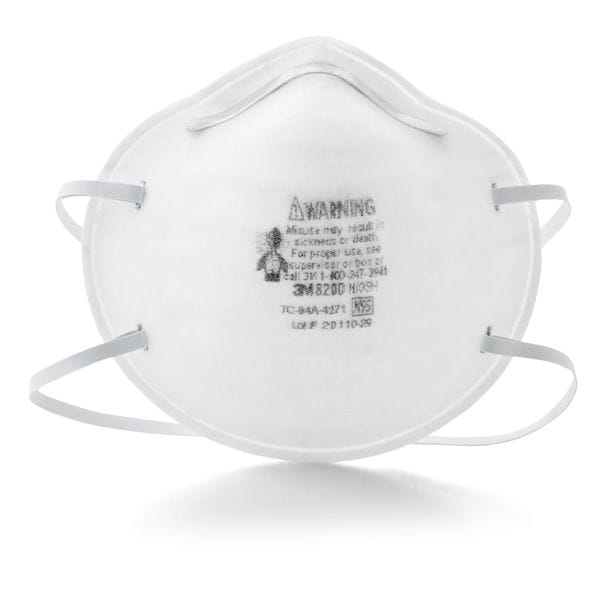 3M N95 Disposable Respirator, 8200, Dual Headstrap, Polyisoprene Strap, Nose Clip, White, Pack of 20 - 8200