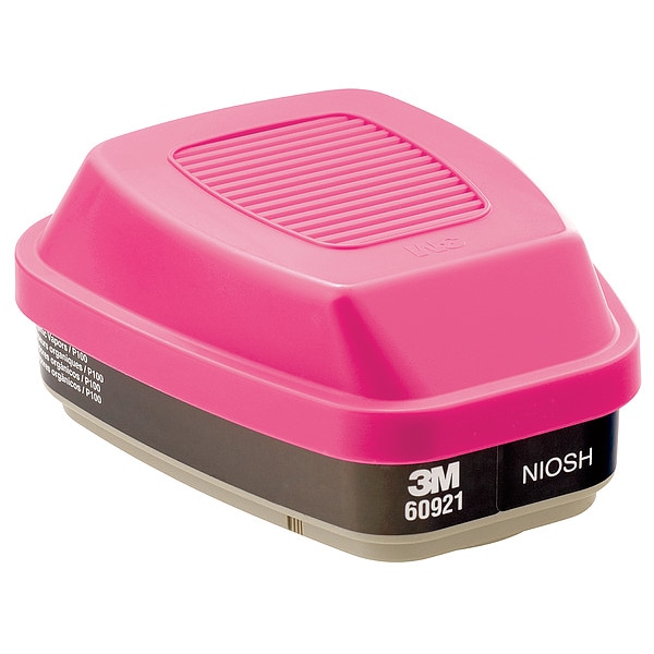 3M Combination Cartridge/Filter, Organic Vapor (OV)/P100, Bayonet, NIOSH, Black/Magenta, 2 Pack - 60921