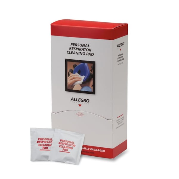 Allegro Industries Respirator Cleaning Pads, Alcohol, Individually Wrapped, 100 Per Pack - 1001