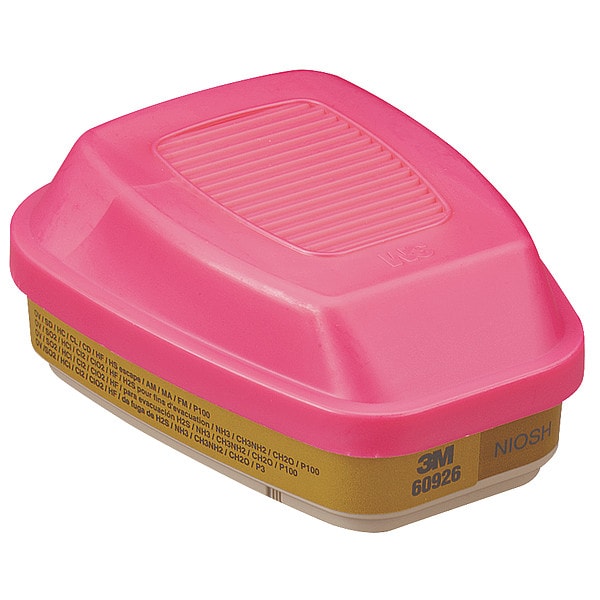 3M Combination Cartridge/Filter, 3M 6000/7000/FF-400 Series, P100, Bayonet, Magenta/Olive, 2 Pack - 60926