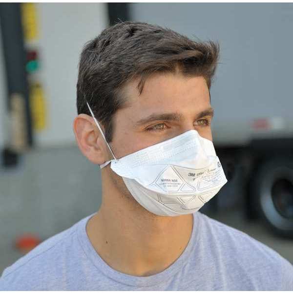 3M Disposable Respirator, N95, Flat-Fold, Dual, Non-Adjustable, Metal Nose Clip, Universal - 9105