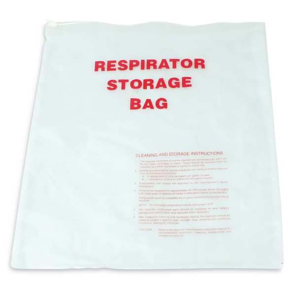Zoro Select Respirator Storage Bag with Zipper, PVC, 16 in L x 14 in W - 30E982