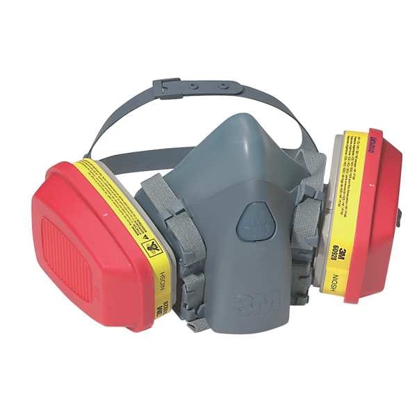 3M Half Mask Respirator, 7500 Series, Not Rated, Bayonet, Size M 0 Cartridges Included - 7502