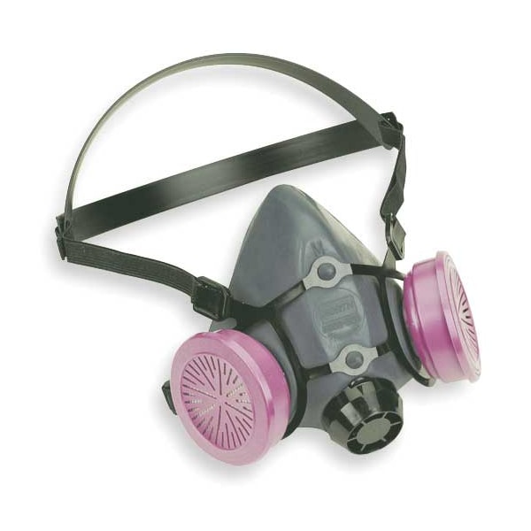 Honeywell North Half Mask Respirator, 5500 Series, Not Rated, Threaded, Size L 0 Cartridges Included - 550030L