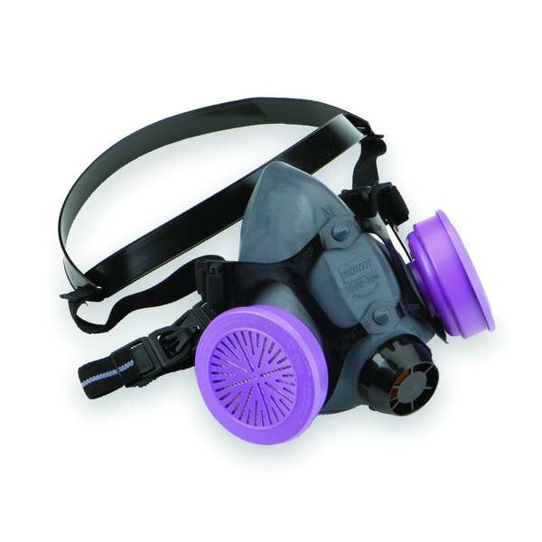 Honeywell North Half Mask Respirator, 5500 Series, Not Rated, Threaded, Size L 0 Cartridges Included - 550030L