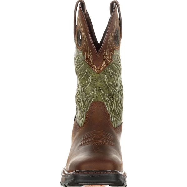 Durango Men's Western Boot, 10.5 M, Leather, 11 in H, Oiled Brown/Forest Green - DDB0177
