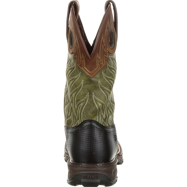 Durango Men's Western Boot, 10.5 M, Leather, 11 in H, Oiled Brown/Forest Green - DDB0177