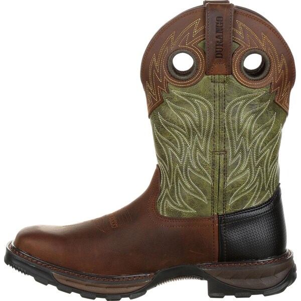 Durango Men's Western Boot, 10.5 M, Leather, 11 in H, Oiled Brown/Forest Green - DDB0177