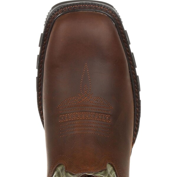 Durango Men's Western Boot, 10.5 M, Leather, 11 in H, Oiled Brown/Forest Green - DDB0177