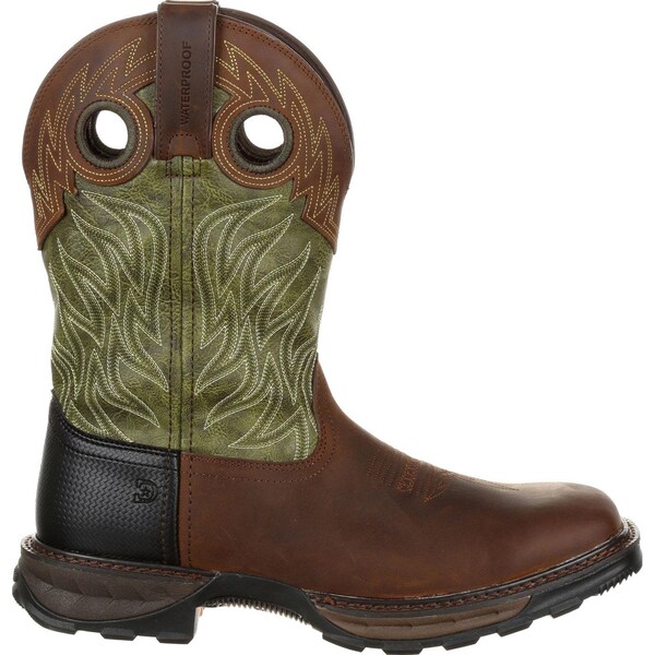 Durango Men's Western Boot, 10.5 M, Leather, 11 in H, Oiled Brown/Forest Green - DDB0177