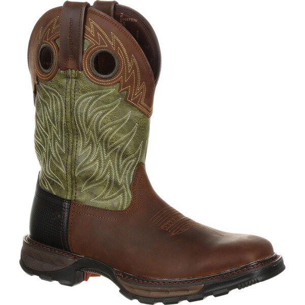 Durango Men's Western Boot, 10.5 M, Leather, 11 in H, Oiled Brown/Forest Green - DDB0177