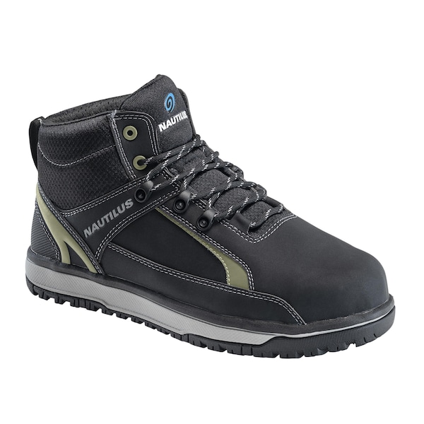 Nautilus Safety Footwear Men's Aluminum Toe Mid Work Shoe, Black, Olive, 12, Medium, N1463 - N1463-12M