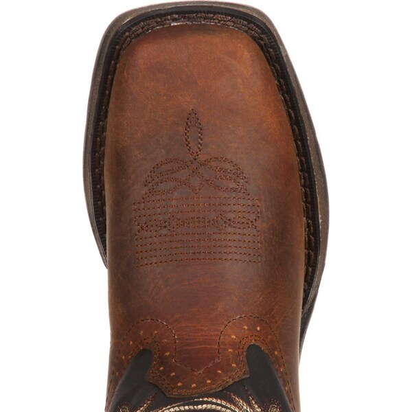 Durango Kids Western Boot, 1.5 M, Leather, 8 in H, Tan Black - DWBT049