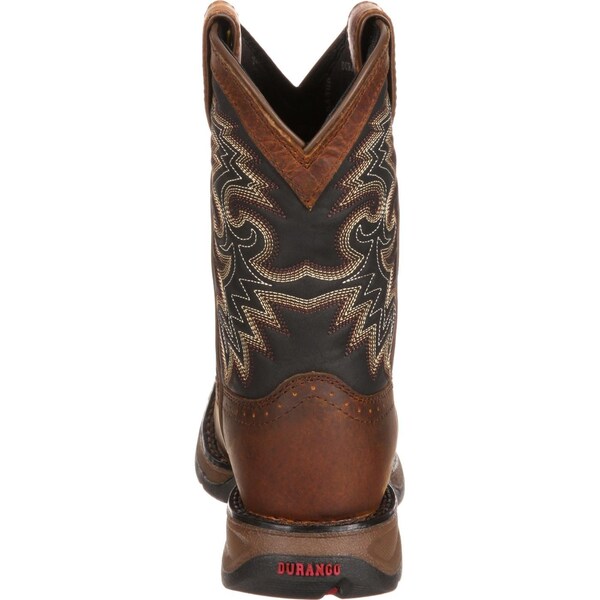 Durango Kids Western Boot, 1.5 M, Leather, 8 in H, Tan Black - DWBT049