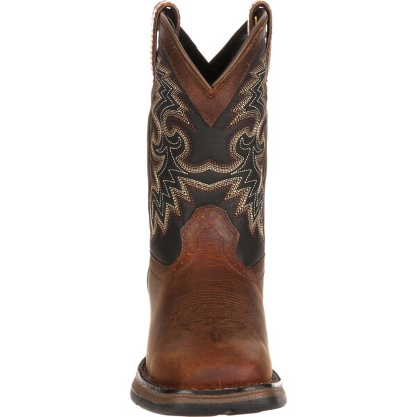 Durango Kids Western Boot, 1.5 M, Leather, 8 in H, Tan Black - DWBT049