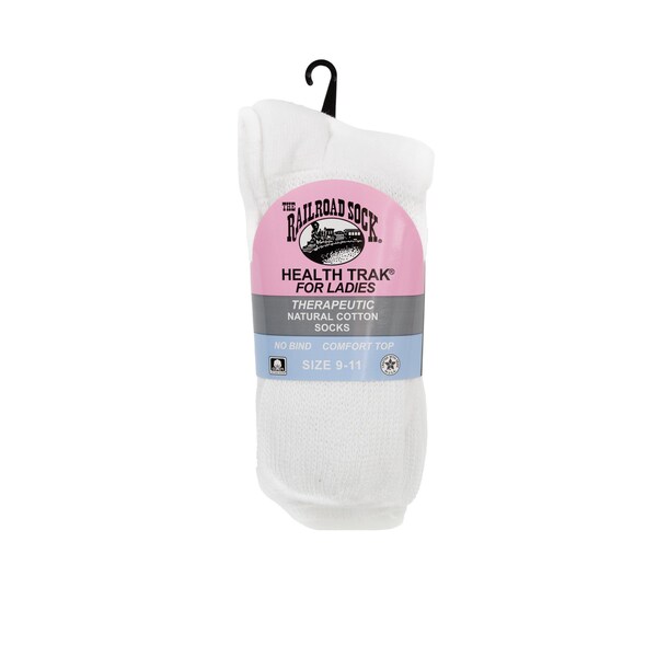 Railroad Sock Women's HealthTrak Therapeutic Crew Socks, Size 5-10, White, 2PK - 634 WT