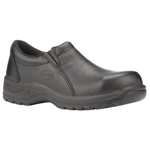 Oliver By Honeywell Women's Loafer Shoe, 8 1/2 Leather Upper, Steel Toe, 5 in H, Black, 49430-BLK - 49430-BLK