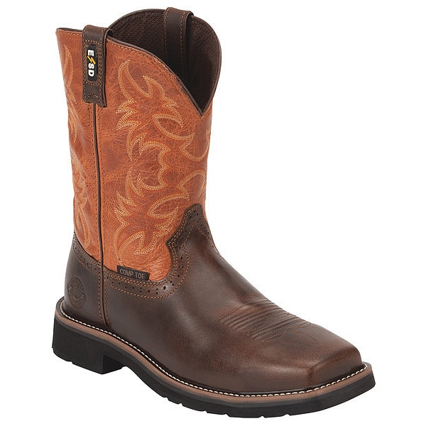 Justin Original Workboots Men's 11 in Composite Toe Western Boot, Brown, 7, D, WK4300 - SE4300