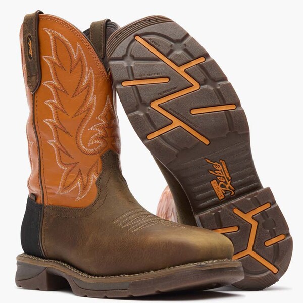 Durango Men's Work Boot, 11.5 M, Steel Toe Toe, 11 in H, Coffee and Monarch Orange, DDB0497 - DDB0497
